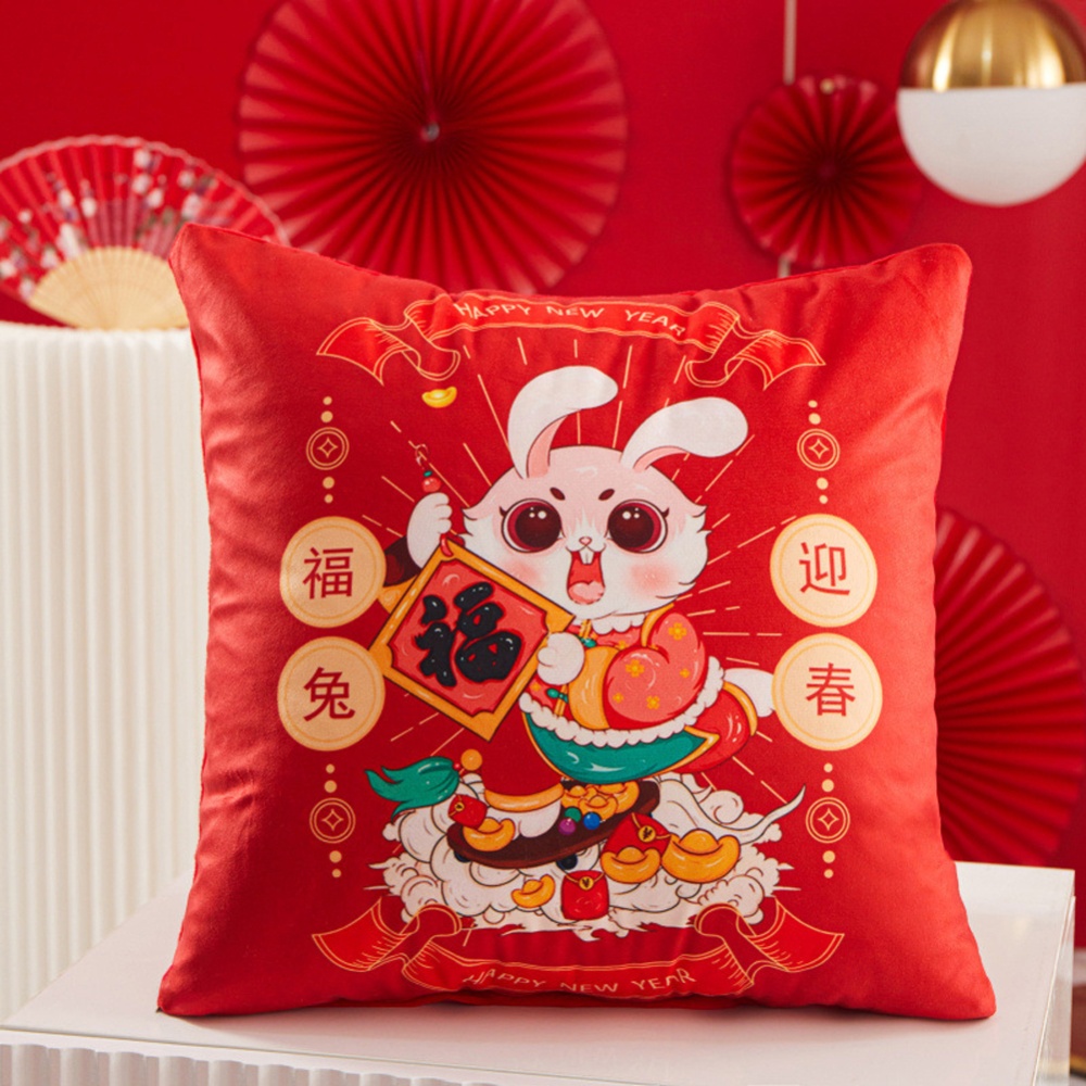 Rabbit Year Pillow Cases Super Soft Colorful Throw Case Covers Chinese New Home Decor F