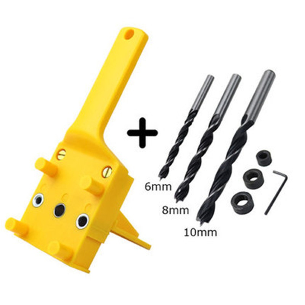 Woodworking Dowel Jig Set Drill Bit Handheld Saw Drills Guide Hole Locator For Carpentry Yellow 8-piece set