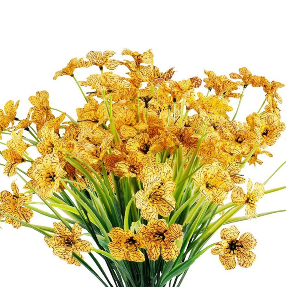 2 Pcs Outdoor Artificial Flowers Fake Decoration For Outside No Fade yellow - Image 2