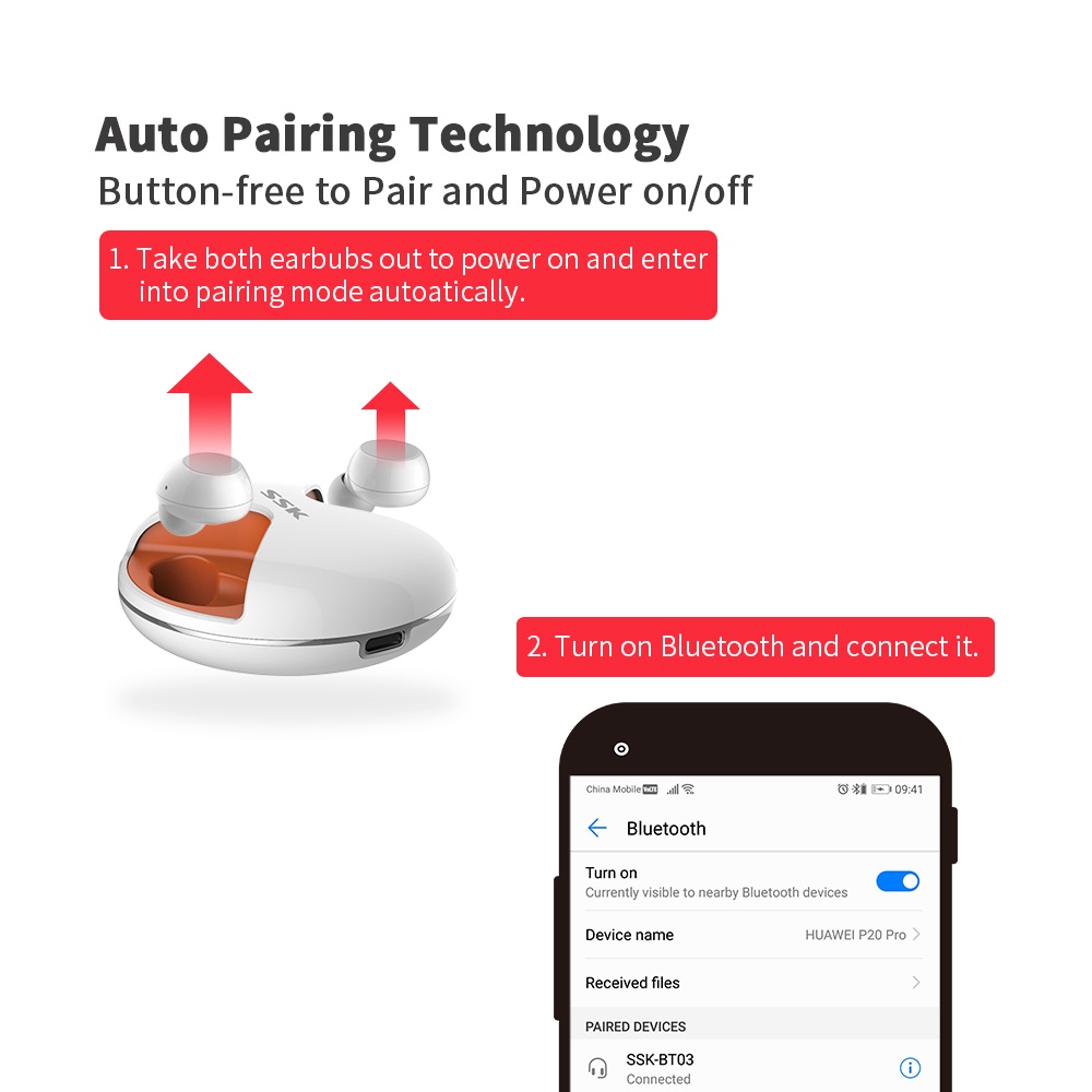 SSK BT03 TWS Bluetooth 5.0 Téléphone - Image 2