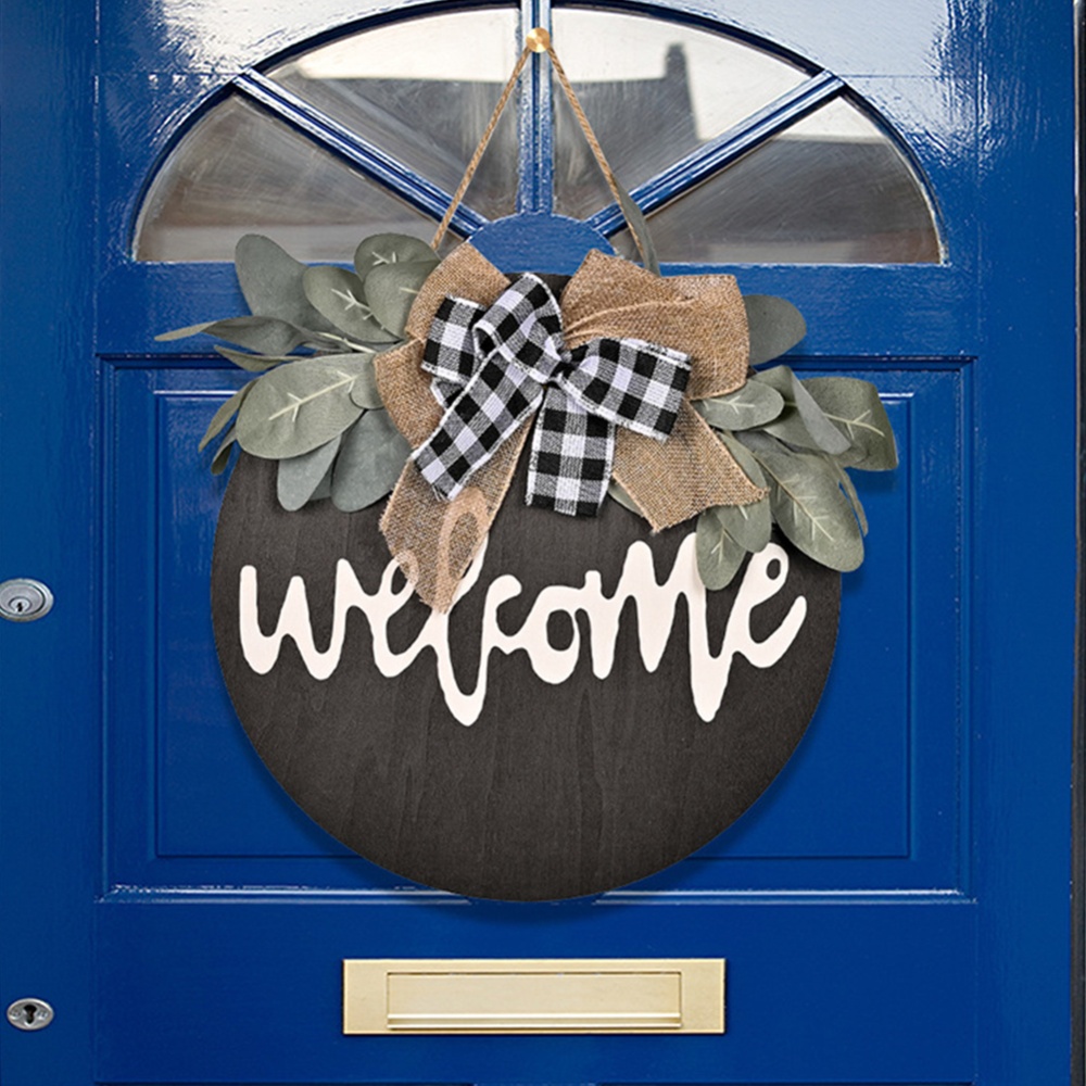 Double-sided Welcome Sign Wooden House Door Pendant Decorative Ornament WELCOME wooden house plate - Image 3