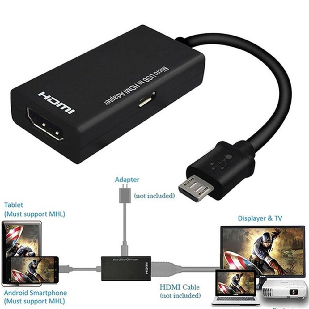 Micro USB to HDMI HDTV Adapter 1080P HD Audio Video Output Converter Compatible for Android Smart Phones & Tablets with MHL Function black - Image 3