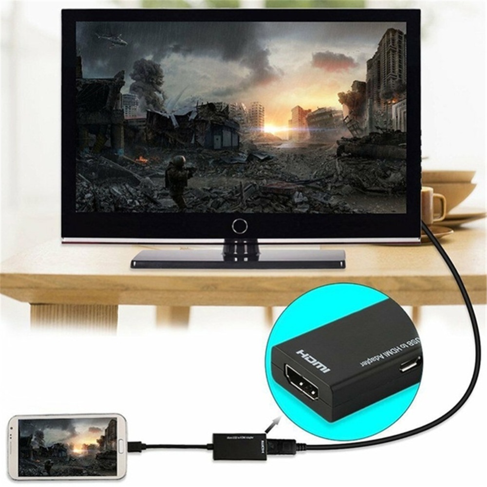 Micro USB to HDMI HDTV Adapter 1080P HD Audio Video Output Converter Compatible for Android Smart Phones & Tablets with MHL Function black - Image 2