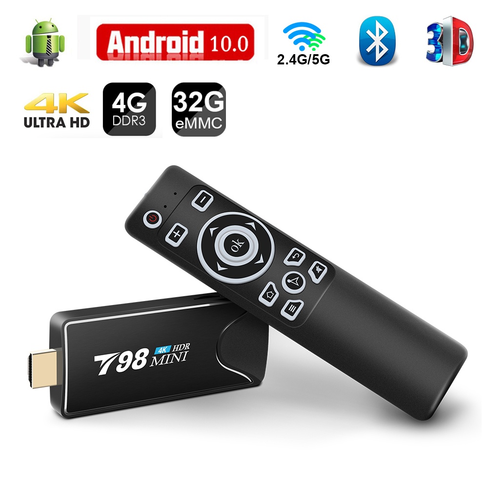 Mini Tv Stick Box T98 Tvbox Rk3318 Android10.0 Media Player Receiver 2+16g 2+16G_British plug+I8 Keyboard - Image 3