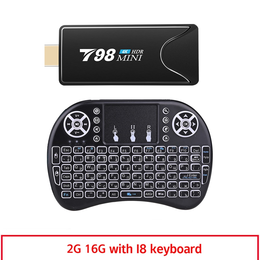 Mini Tv Stick Box T98 Tvbox Rk3318 Android10.0 Media Player Receiver 2+16g 2+16G_British plug+I8 Keyboard - Image 2