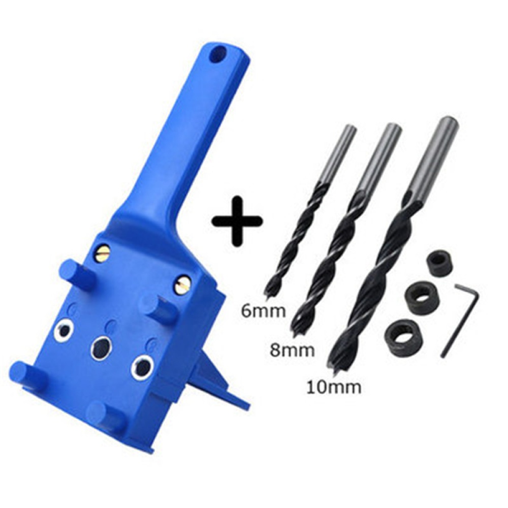 Woodworking Dowel Jig Set Drill Bit Handheld Saw Drills Guide Hole Locator For Carpentry Blue 8-piece set
