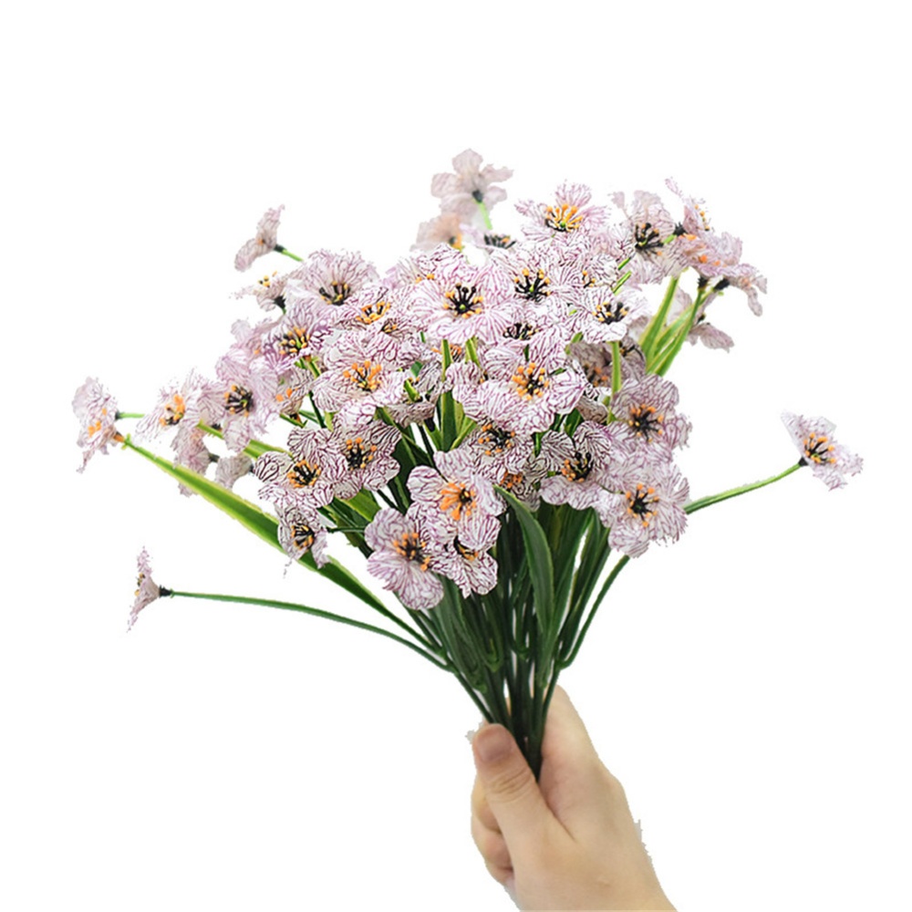 2 Pcs Outdoor Artificial Flowers Fake Decoration For Outside No Fade Purple - Image 2