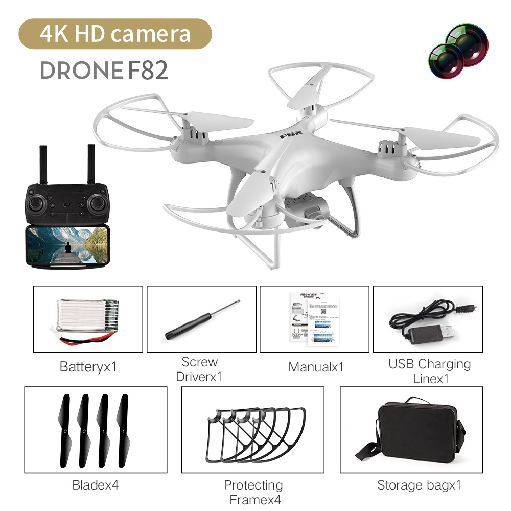 F82 Drone Long Endurance 20 Minutes 4k Dual-camera Real-time Image Transmission Aircraft Fixed Altitude Rc White dual camera 4K - Image 2