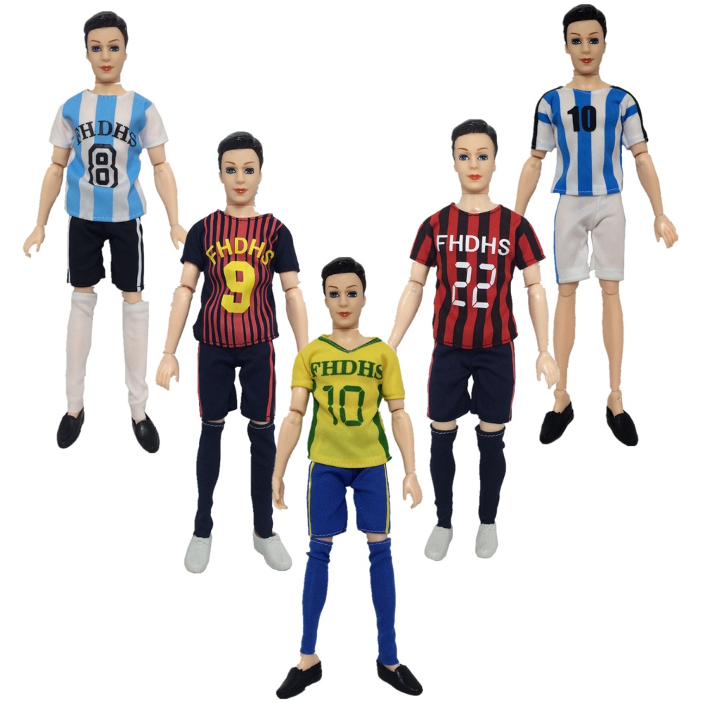 World Cup Male Footballer Clothes Doll Accessories Sports Socks + Pants+ Shirt for Ken A football a pair of shoes (random colors) - Image 2