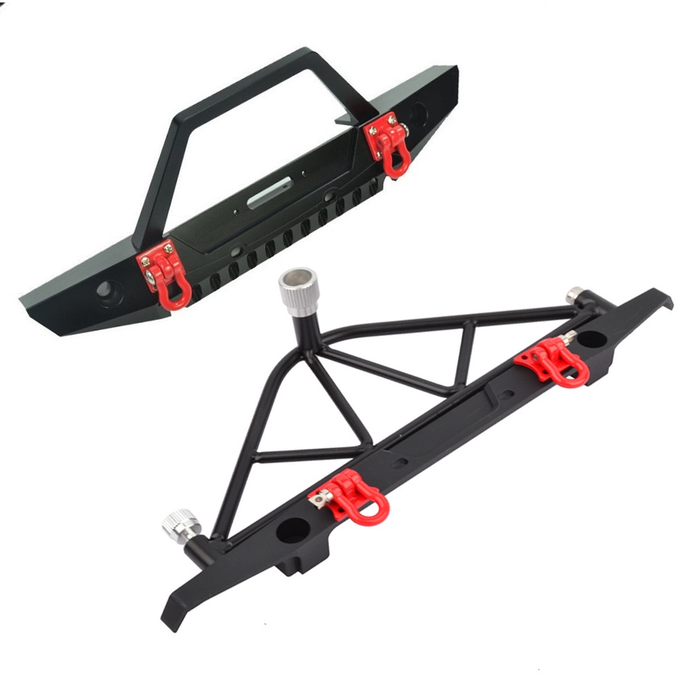 RC Crawler Metal Front & Rear Bumper with Lights for Axial SCX10 Jeep AX90046 Car bumper - Image 2