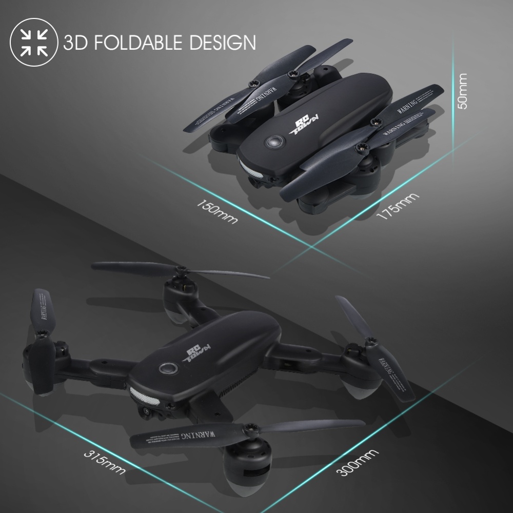 RCTOWN Mini Drone 720P HD Camera Foldable Black - Image 2