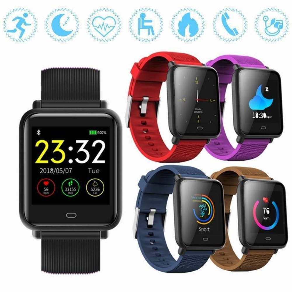 Q9 Smart Watch moniteur de fréquence cardiaque pression artérielle Fitness Waterproof Bracelet Brown - Image 3