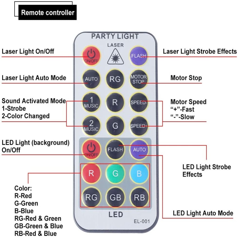 Disco Party Lights Flash Stage Lamp Voice Control Multiple Modes Projector With Remote For Bar Birthday Wedding Holiday Event US Plug - Image 2