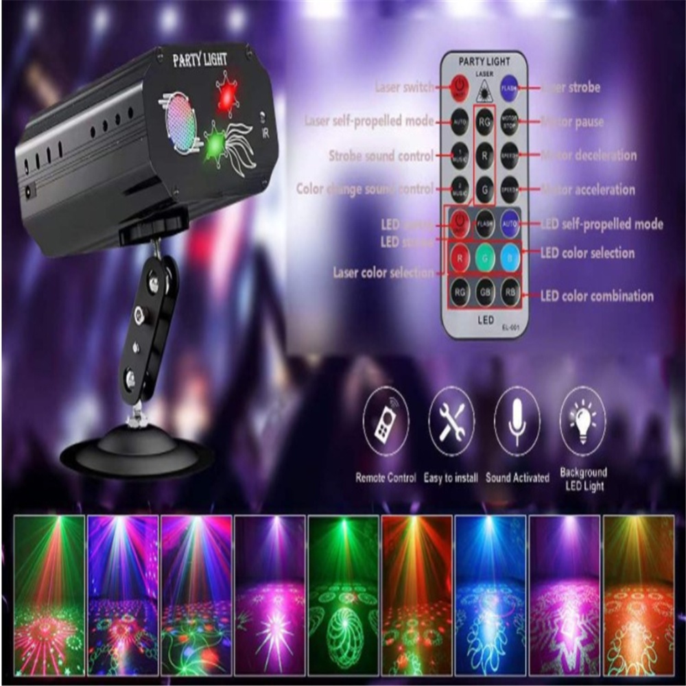 Disco Party Lights Flash Stage Lamp Voice Control Multiple Modes Projector With Remote For Bar Birthday Wedding Holiday Event US Plug - Image 3