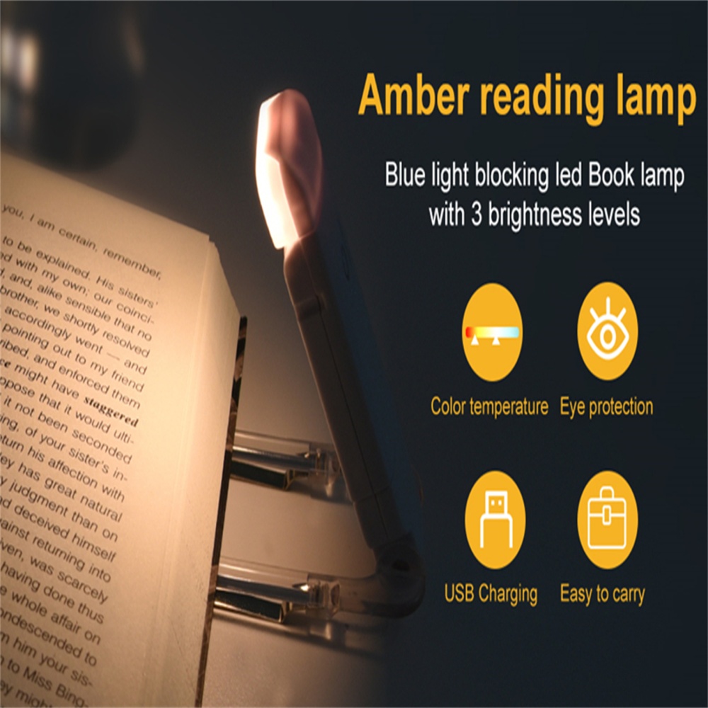 Led Book Reading Light Portable Usb Rechargeable Flexible Adjustable Brightness White - Image 3