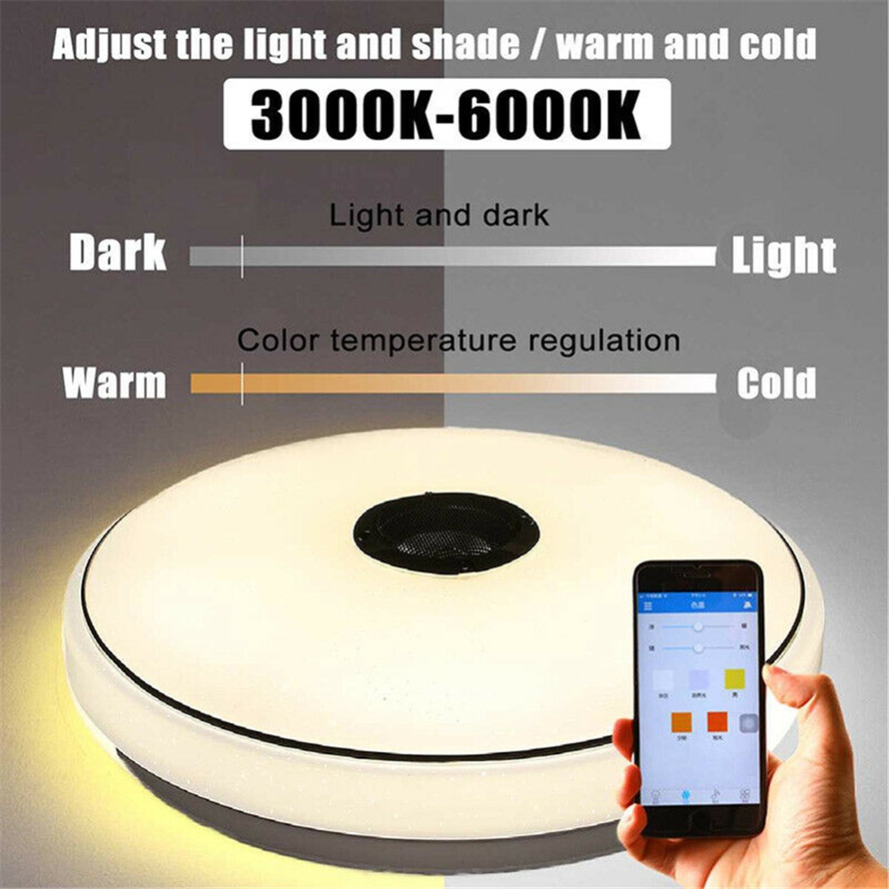 Music RGB Led Ceiling Light Multiple Working Modes Bluetooth-compatible Speaker Dimmable Intelligent Remote Control Lamp 33cm - Image 3