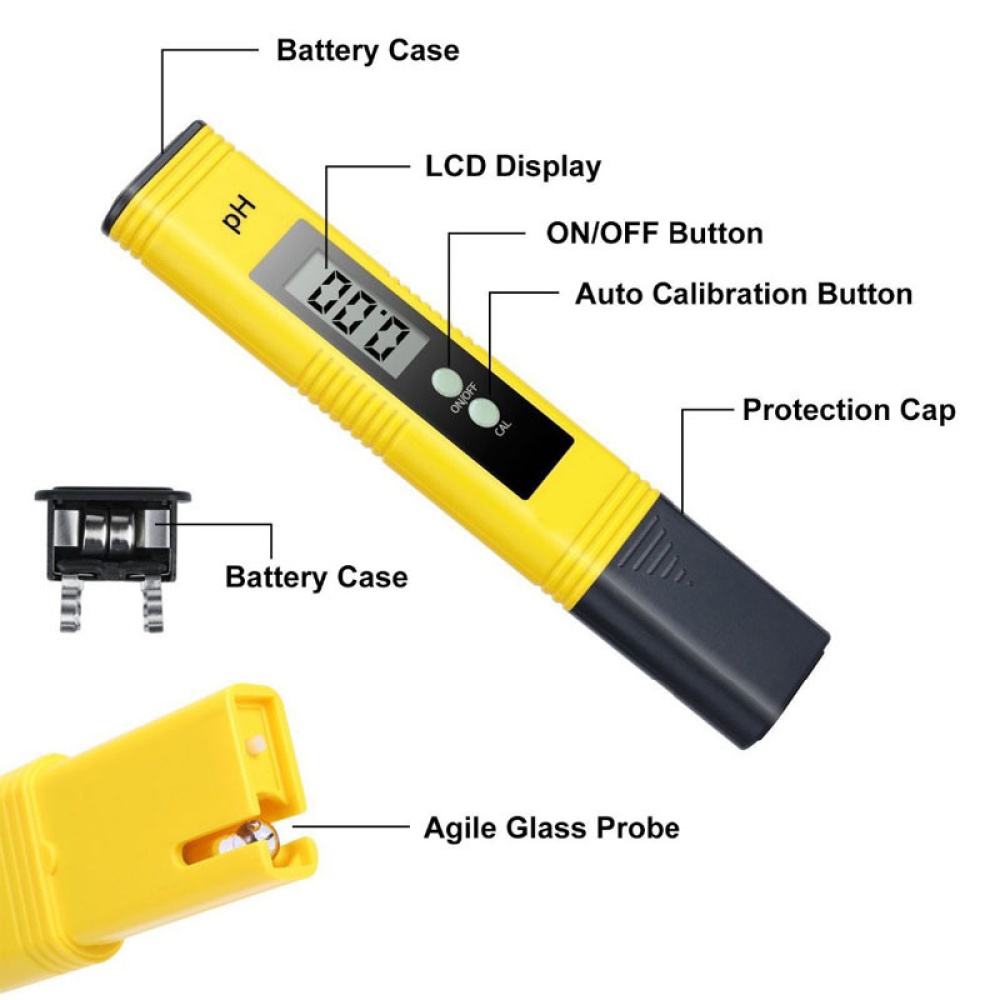 Digital PH Meter Lcd Tester With Backlight Button Portable Hydroponics Aquarium Water Pocket Test Pen yellow - Image 3