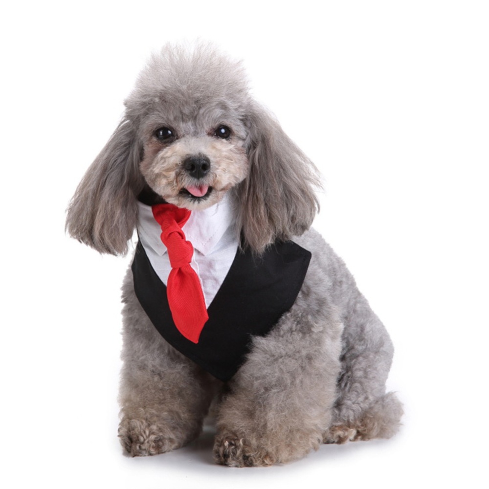 Pet Bib Saliva Suit Bowtie Tie Towel Scarf Dog Cat Spring Summer Clothes Puppy Supply black_L