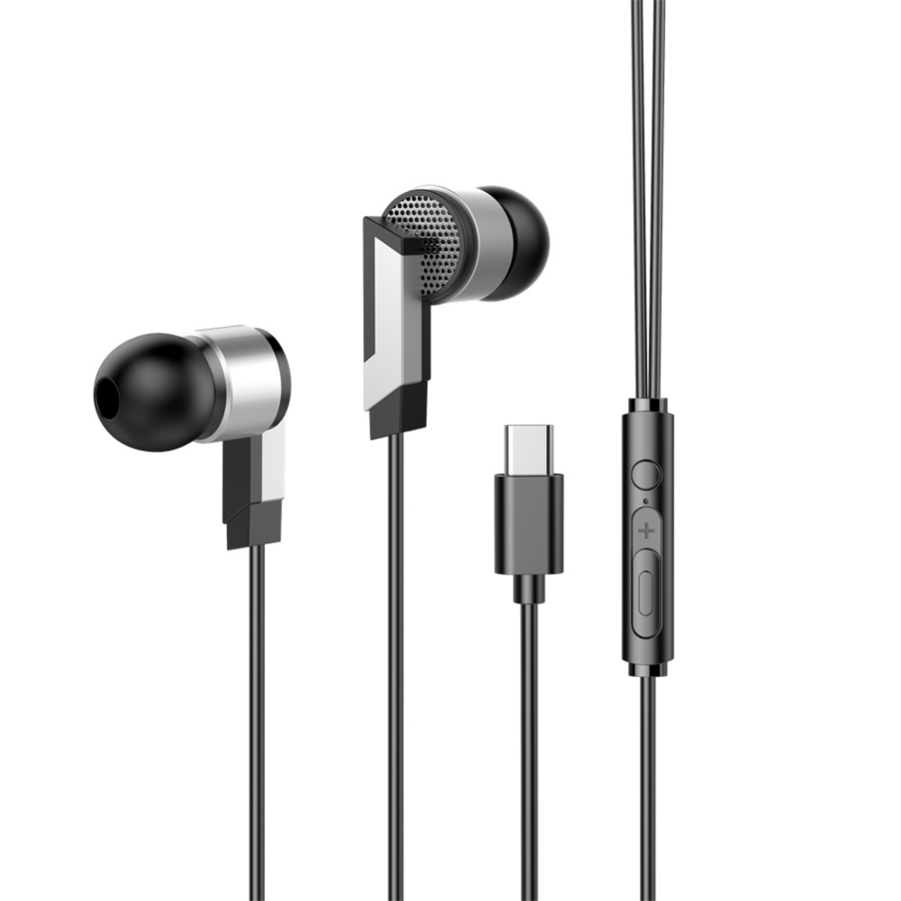 Gaming Headset Wire-controlled 3.5mm Metal Subwoofer In-ear Type-c Headphone