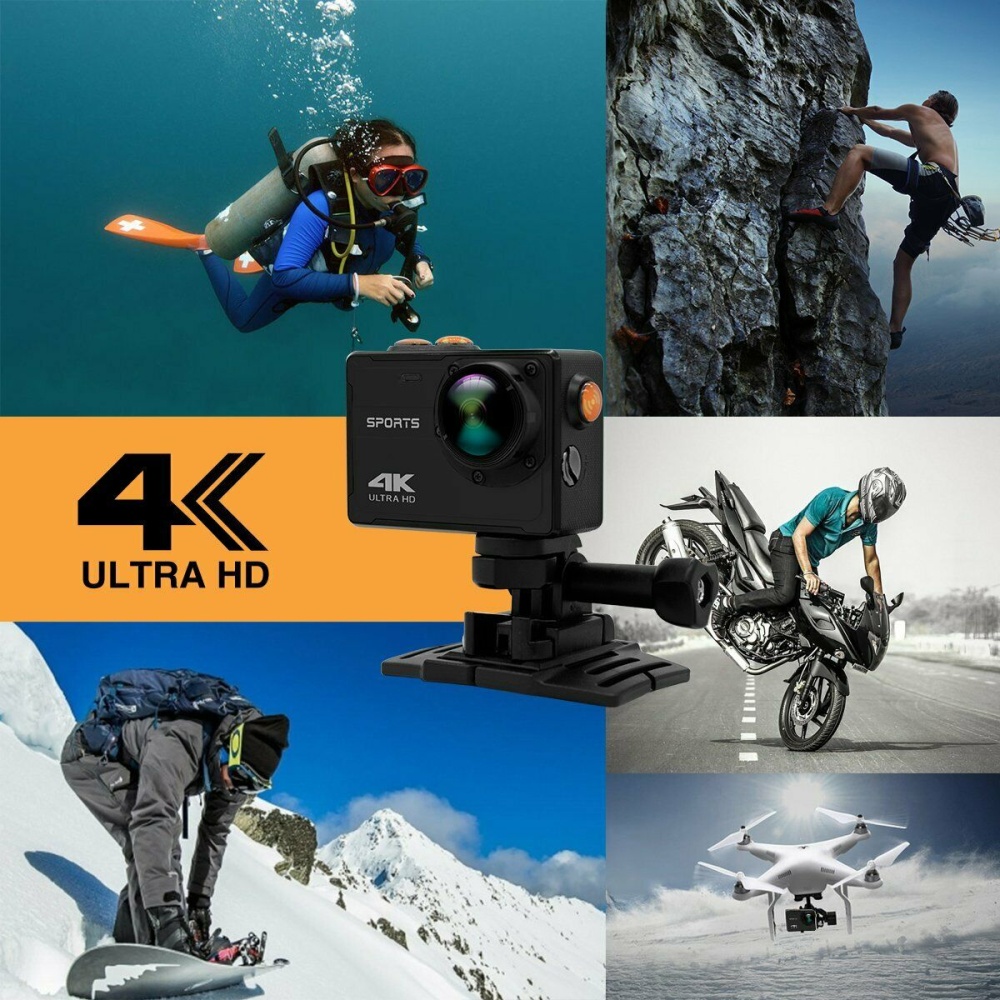 Pro Action Camera 4K WiFi Camcorder Waterproof DV Sports Underwater Kit black - Image 4