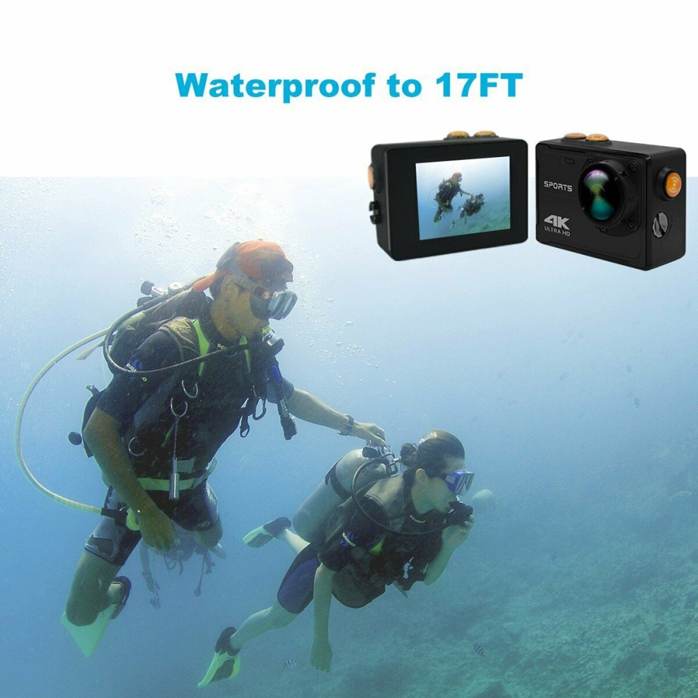 Pro Action Camera 4K WiFi Camcorder Waterproof DV Sports Underwater Kit black - Image 2