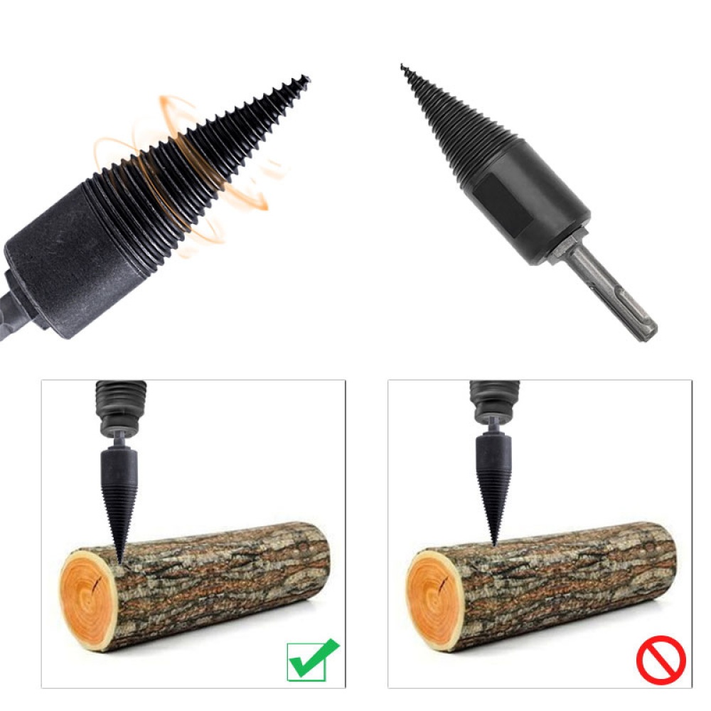 4pcs Firewood Log Splitter Drill Bit Splitting Cone Twist Auger Breaker - Image 2