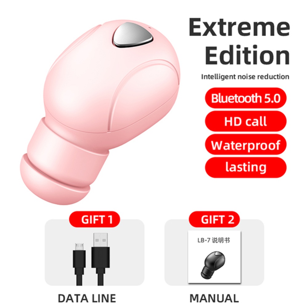 Lb-7 Wireless Bluetooth-compatible 5.0 Headset Headphones Mini Sports In-ear Handsfree Stereo Earbuds Sport Waterproof pink - Image 2