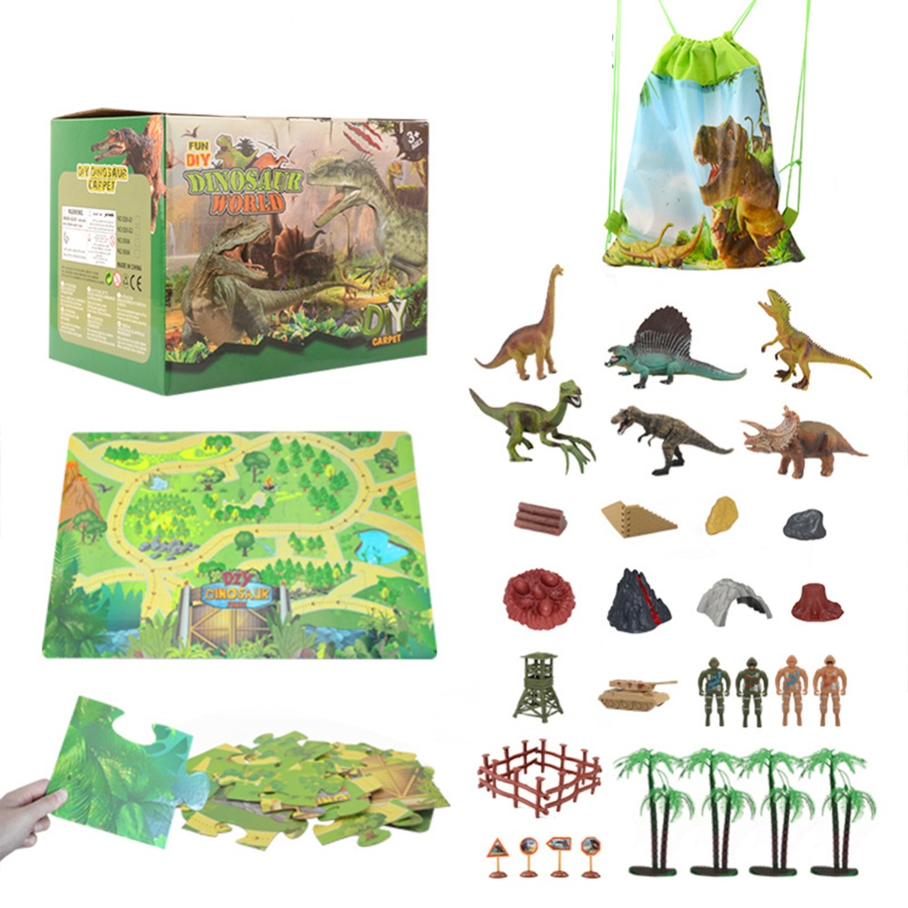 Dinosaur Scene Carpet Storage Puzzle Set Learning Educational Toy For Kids + Character 6 Dinosaurs