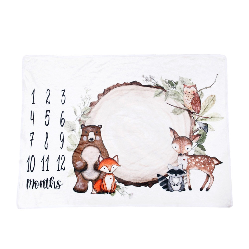 Baby Blanket Soft Flannel Photography Monthly Photo Newborn Children Crawling Flannel: Stump Bear