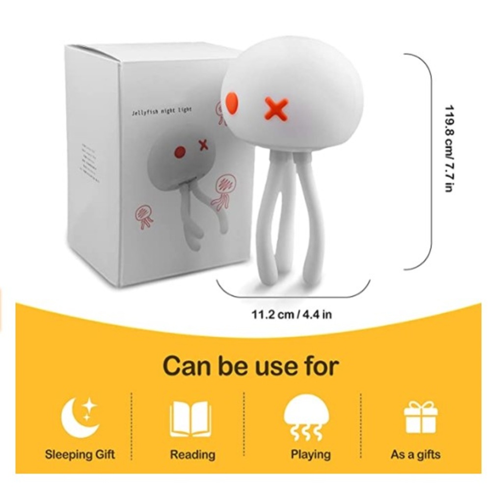 Silicone Jellyfish Lamp Multi-functional Usb Rechargeable Cute Mini Crib Bedroom Sleep Nursing Eye Care Atmosphere Night Light White - Image 2