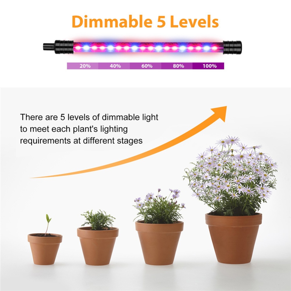 Metal Led Grow Light Usb Phyto Full Spectrum Lamp For Indoor Plants Seedlings Flower 27W--Three-heads - Image 2