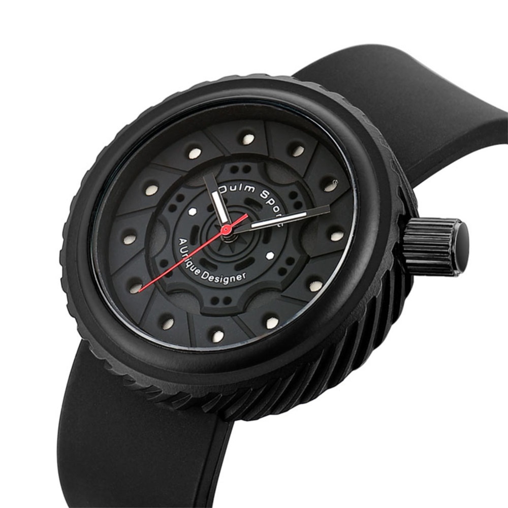 Oulm Men Stylish Business Silicone Strap Wristwatch Casual Quartz Watch - Black - Image 3