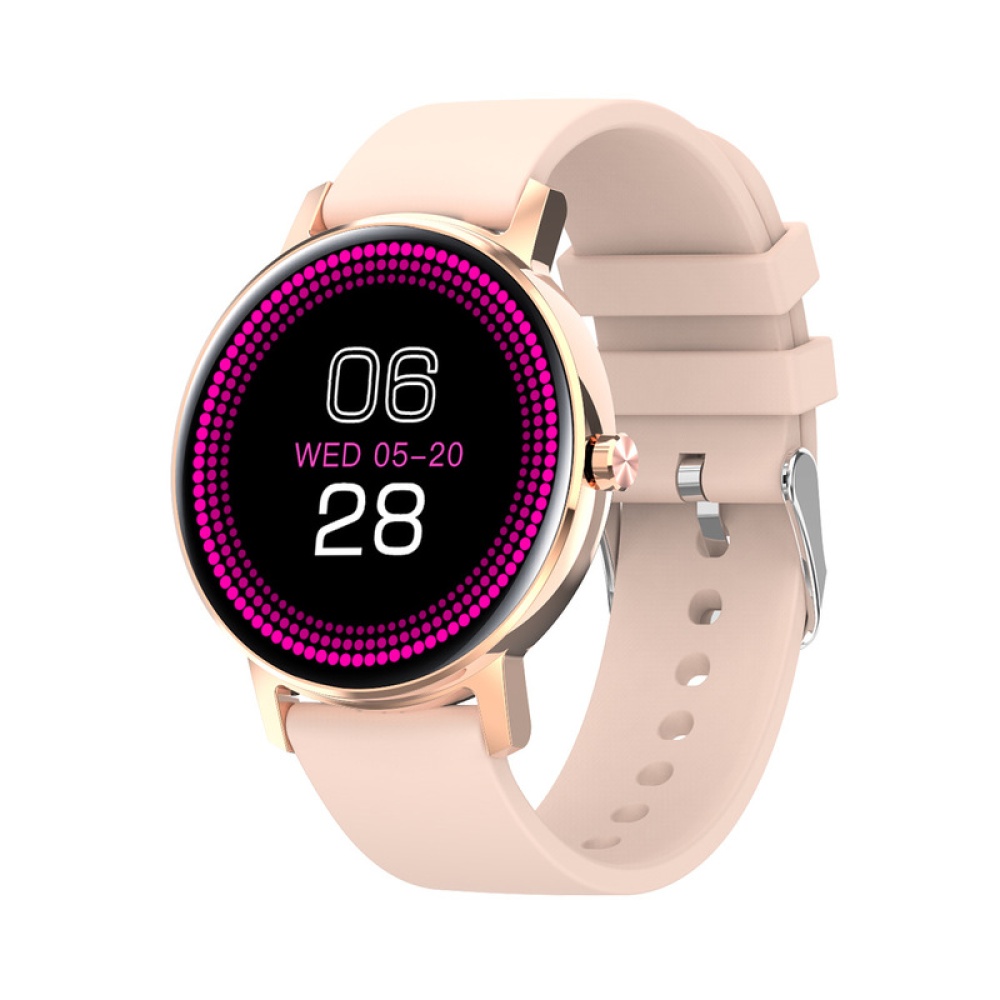 Silicone Smart Watch Wb05 Multifunction Bluetooth Round Dial Long Standby For Men Women Pink_Silicone band