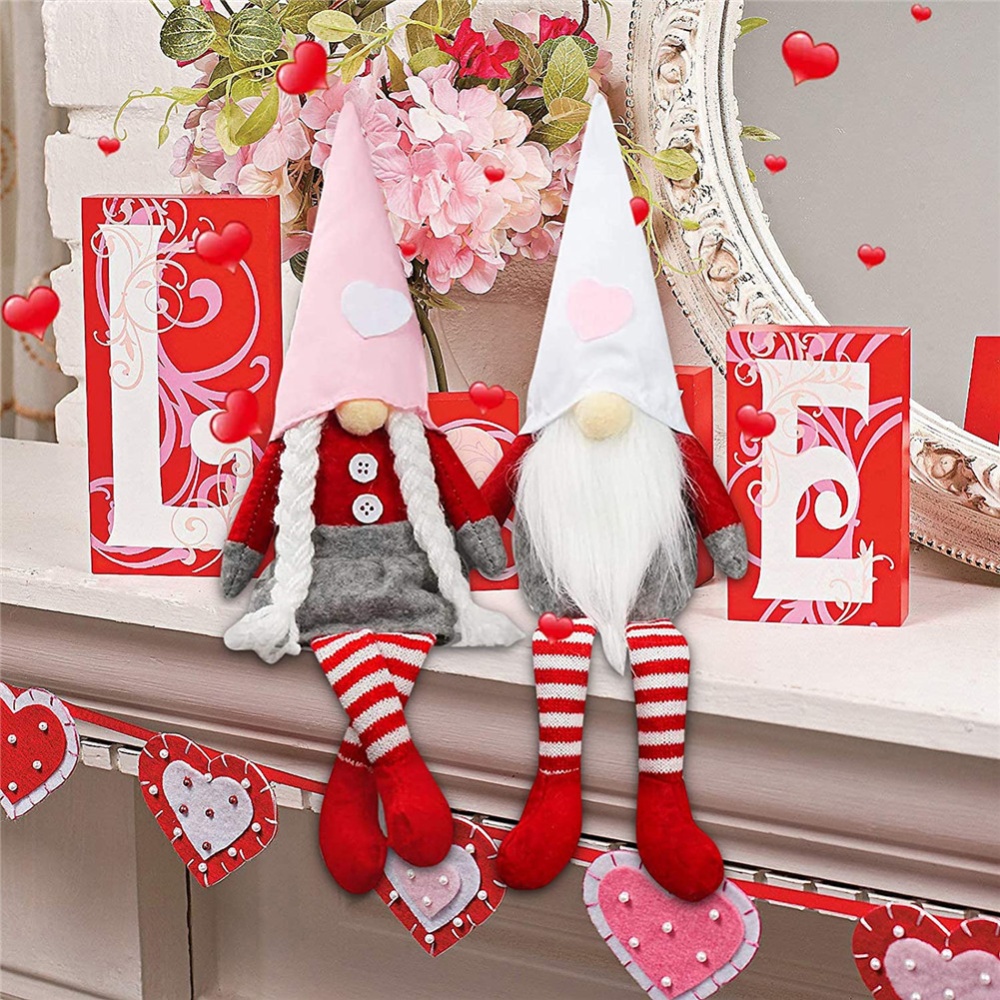 Gnome Plush Doll Decorations Long Legs Mr and Mrs Handmake Ornament for Valentine's Day Men - Image 3