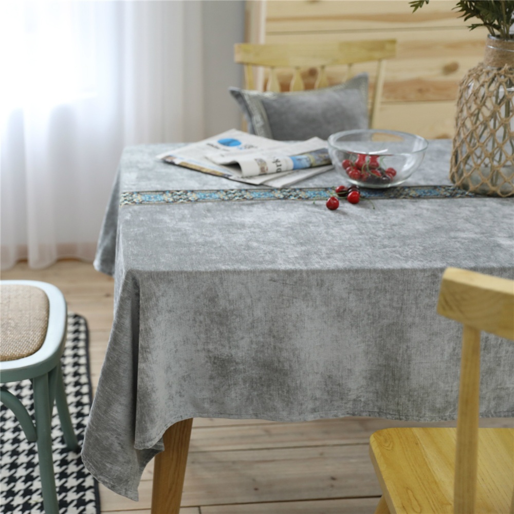 Flannelette Embroidery Table Cloth Decorative Fabric Cover For Living Room Kitchen 90*130cm - Image 2