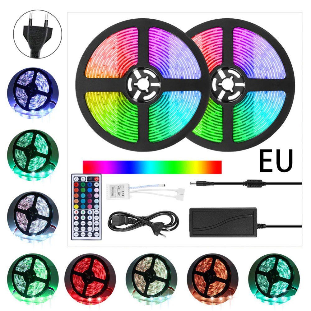 10M 300LEDs Strip Light Waterproof Flexible Stripes Lamp with 44Keys Remote Control Kit 12V5A RGB_U.S. plug - Image 2