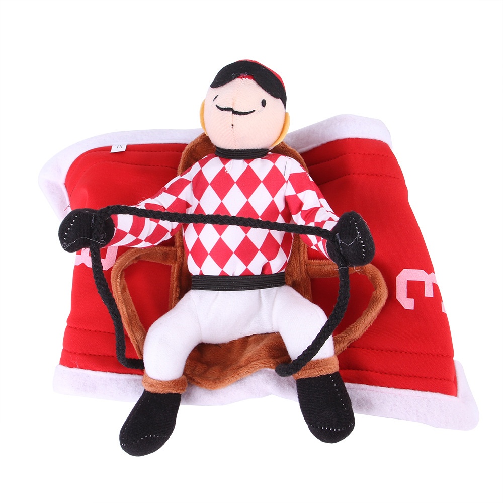 Cartoon Horse Riding Clothes Pet Cotton Cospaly Costume for Dogs Halloween Party red_S - Image 2