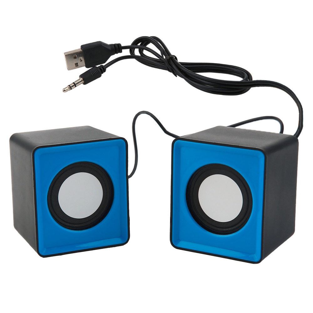 Pair Mini Stereo USB 2.0 Music Speaker Portable for Computer Desktop Blue Black Square-shaped red - Image 4