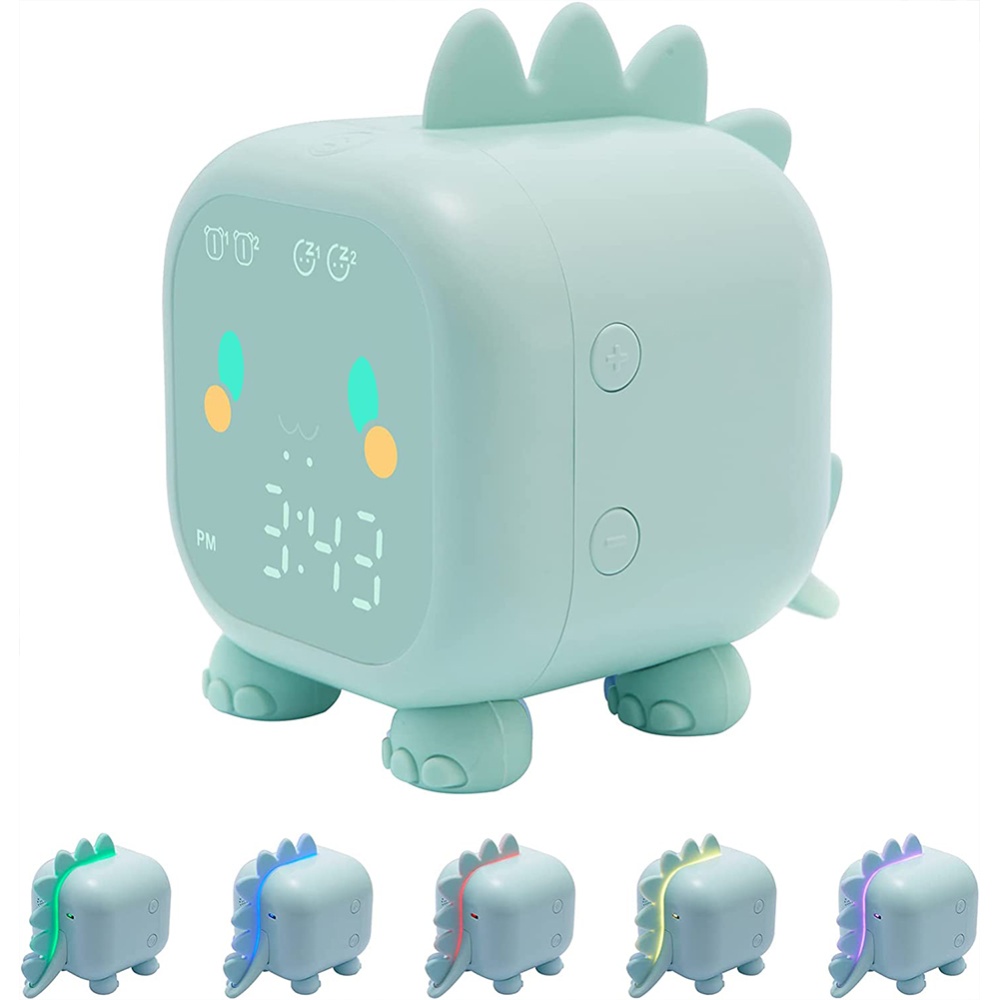 Rechargeable Cute Digital Alarm Clocks Kids Dinosaur-shaped Clock Wake Up Night Lights For Girls Boys pink - Image 3