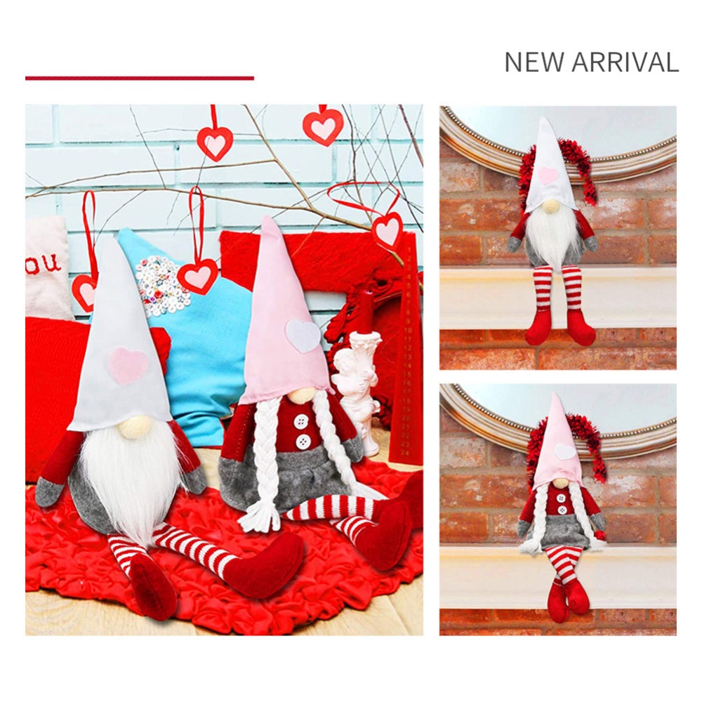 Gnome Plush Doll Decorations Long Legs Mr and Mrs Handmake Ornament for Valentine's Day - Image 2