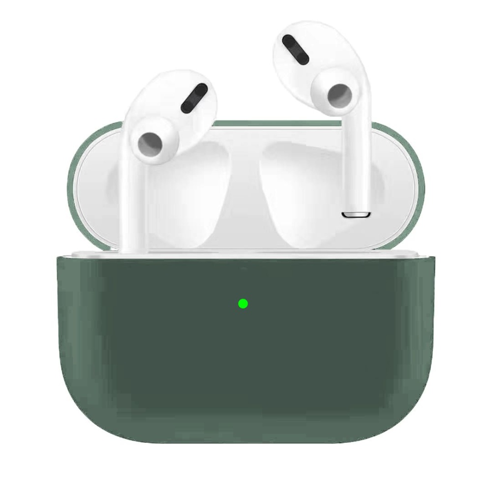 For Airpods Pro Silicone Earphone Case Shockproof Cases Apple Bluetooth Headset Protective Cover Pine needle green