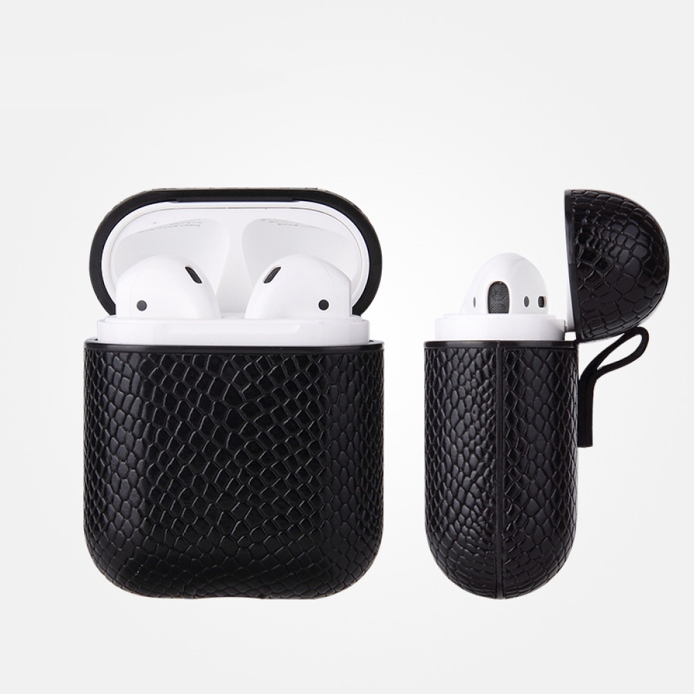 Luxury AirPods Case Leather Protective Cover Skin for Apple AirPod Charging black