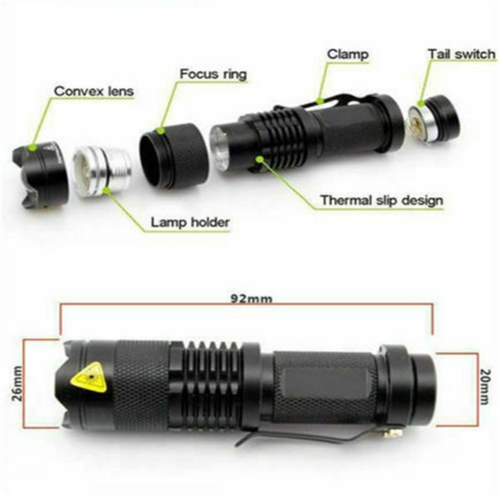 Q5 Led Flashlight, Aluminum Alloy 1200lm Adjustable Zoom Light Lamp, Non-slip Waterproof Long-range Strong Torch For Cycling Mountaineering - Image 3