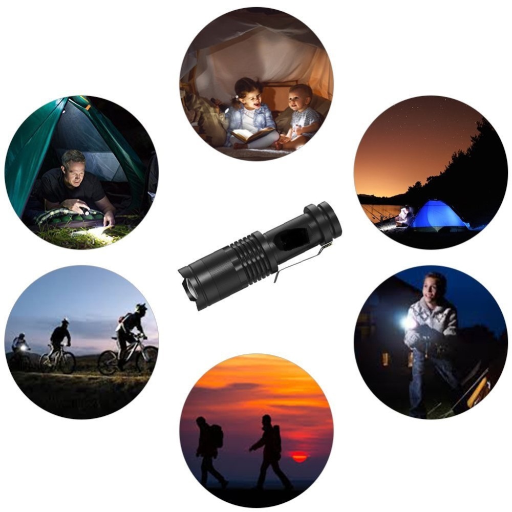 Q5 Led Flashlight, Aluminum Alloy 1200lm Adjustable Zoom Light Lamp, Non-slip Waterproof Long-range Strong Torch For Cycling Mountaineering - Image 2