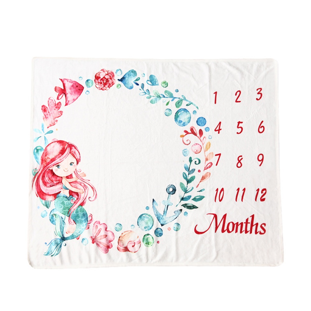 Baby Blanket Anniversary Flannel Growth Commemorative Photography Props White _100*75cm - Image 2