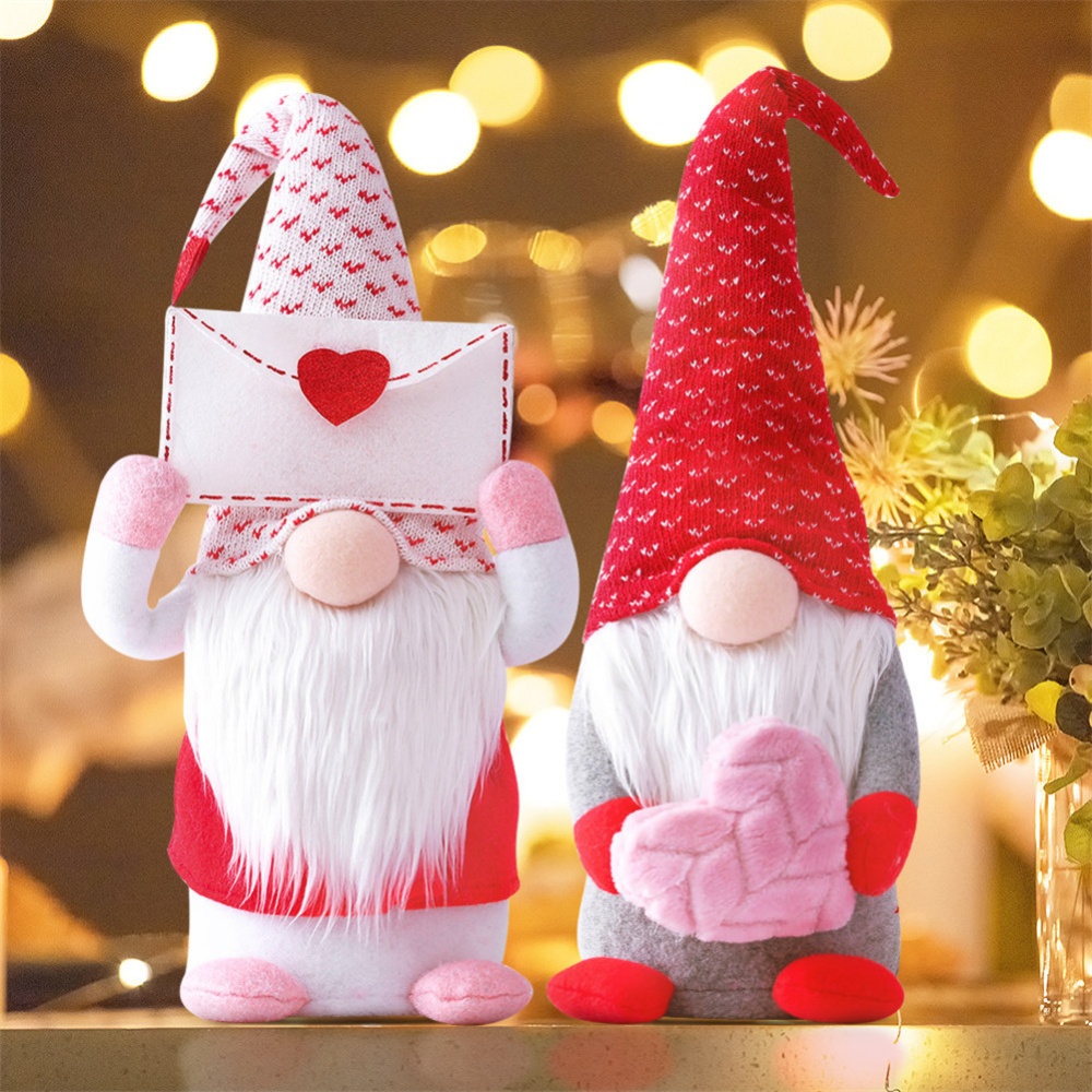 Valentines Day Gnome Plush Doll Decorations Mr and Mrs Handmake Ornament for Valentine's men small - Image 2