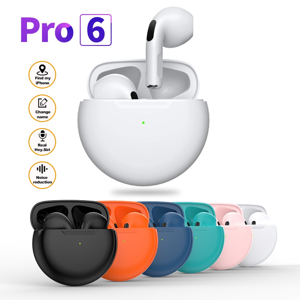 Tws Wireless Earphones For Iphone Sports With Microphone Bass Air Pro 6 Orange - Image 4