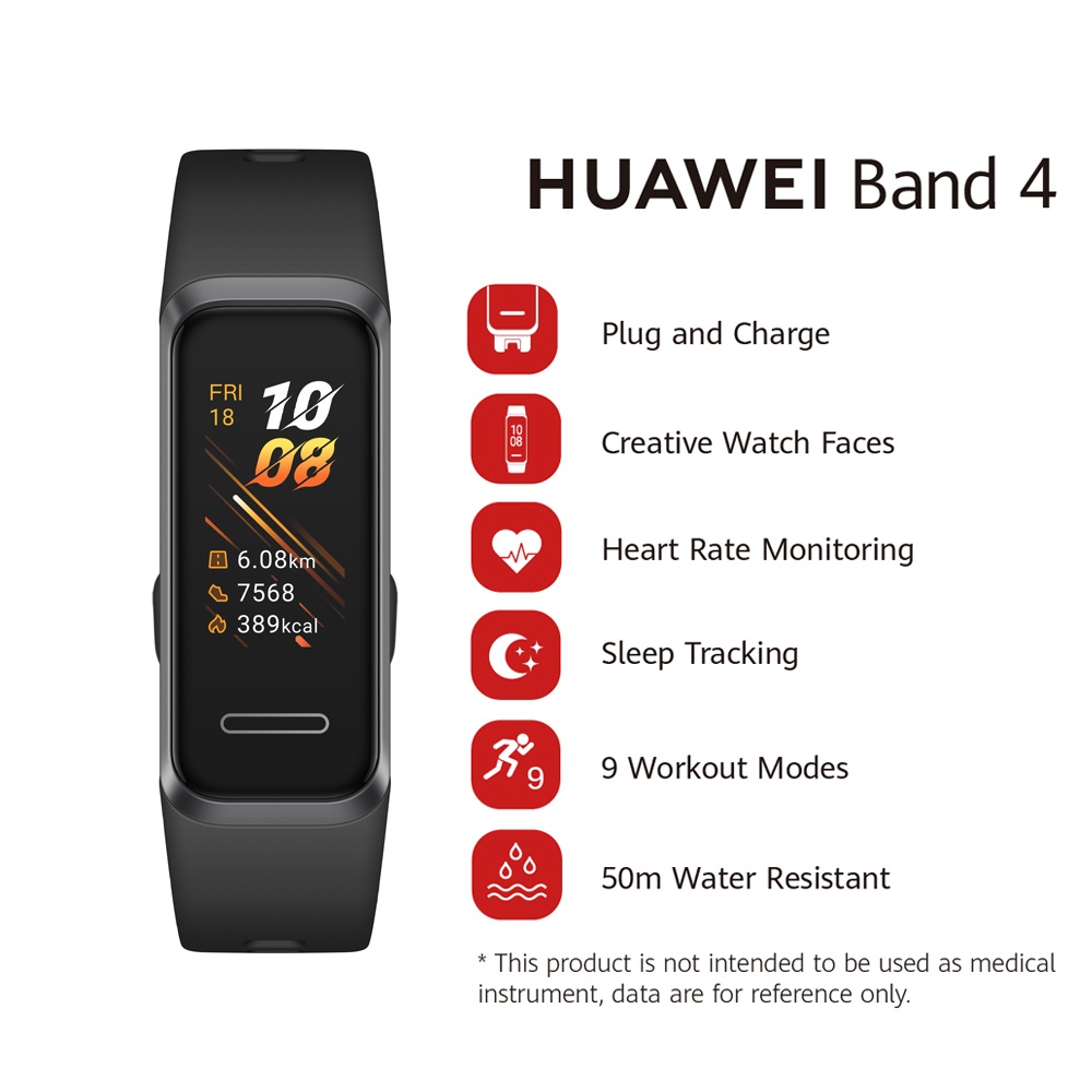 Original HUAWEI Band 4 Smart Sport Watch Plug and Charge Faces Heart Rate Health Monitor Touch Screen orange - Image 3