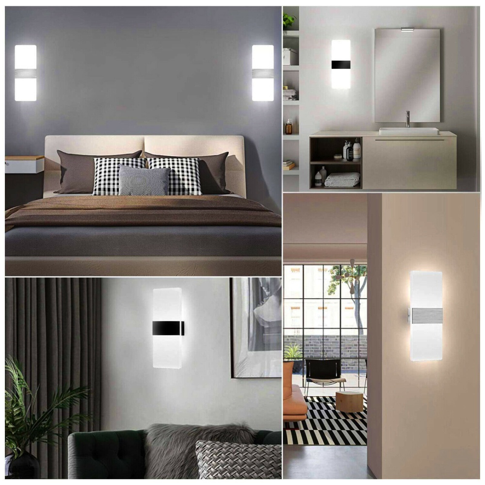 Modern Led Wall Light High Brightness Energy Saving Up Down Black - Image 2