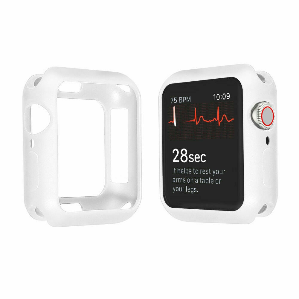 For Apple Watch Series 4 3 2 1 Bumper Silicone Protector Case Cover 38/40/42/44mm white_38mm
